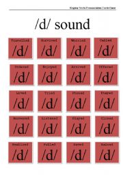 Regular Verbs Pronunciation Cards Game /d/ sound