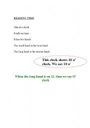 English Worksheet: reading time