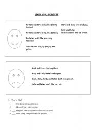 English Worksheet: Likes and dislikes