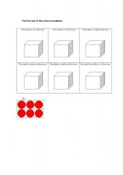 English worksheet: put the ball in the correct position
