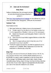 English Worksheet: Islam and the Environment