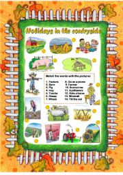 English Worksheet: SUMMER HOLIDAYS IN THE COUNTRYSIDE (editable)