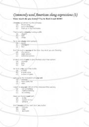 English worksheet: Commonly used american slang expressions