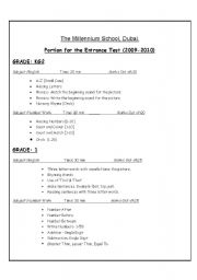 English worksheet: entrance test