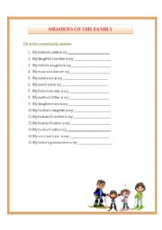 English worksheet: MEMBERS OF THE FAMILY