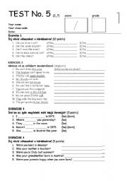 English Worksheet: Test for pre-intermediate students