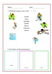 English worksheet: Sports and music