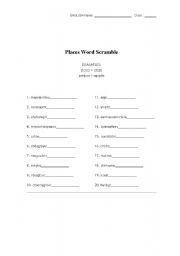 English worksheet: Places around town: Word scramble