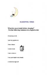 English Worksheet: SLEEPING TIME