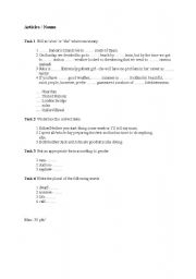 English Worksheet: Articles/Nouns