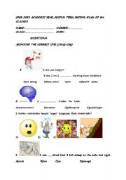 English Worksheet: 8th grade Exam paper
