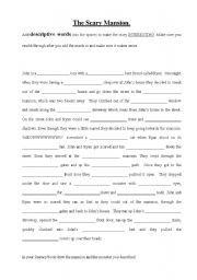 English worksheet: descriptive word task