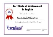 Editable Award Certificate English Maroon/Blue