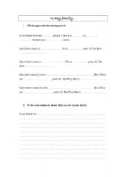 English Worksheet: In my family