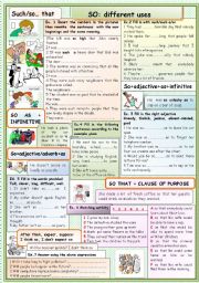 English Worksheet: So, different uses