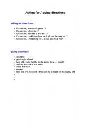 English worksheet: directions - expressions