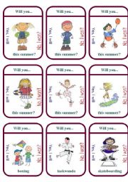 English Worksheet: Will you.....this summer? Game Cards