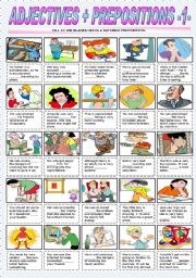 English Worksheet: ADJECTIVES + PREPOSITIONS - PART ONE