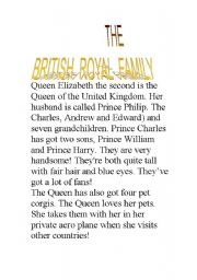English Worksheet: the british royal famly