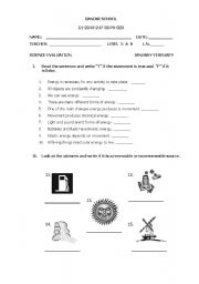 English worksheet: science exam 