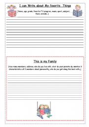 English Worksheet: I can Write about myself