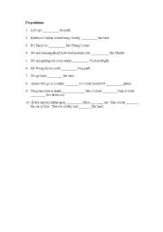 English Worksheet: prepositions