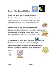 English Worksheet: The Tale of the Sun and Moon