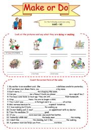 English Worksheet: Make or Do - exercises