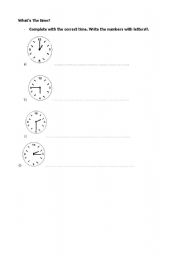 English Worksheet: Whats the time? 