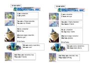 English worksheet: Monsters inc with verb to be.