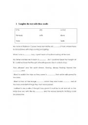 English worksheet: cloze text about robinson crusoe