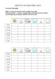 English Worksheet: Weather grid