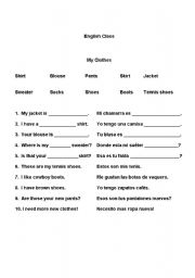 English worksheet: Clothes (for little kids)
