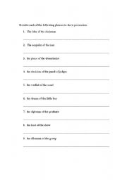 English Worksheet: sentence