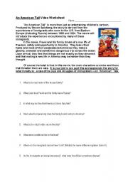 English worksheet: An American Tail Worksheet