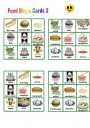 English Worksheet: Food - Bingo Cards part 2