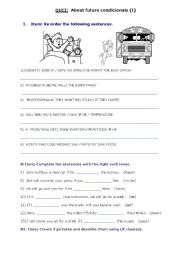 English Worksheet: Conditional sentences - if-clauses, main clauses - Type I