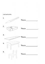 English worksheet: classroom object