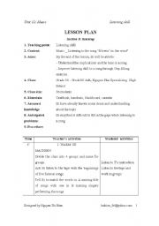 English worksheet: Lesson plan for listening period Unit 14  English 10 ( advanced)