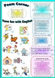 English Worksheet: LEARN SOME INTERESTING POEMS! HAVE FUN WITH ENGLISH!