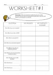 English worksheet: adverb of frequency