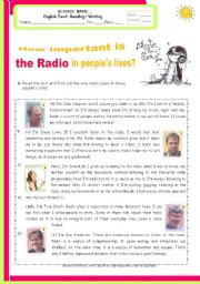 An exam/test  for Intermediate students - How important is the radio in peoples lives?