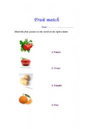 English worksheet: Fruit maching