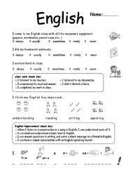 English Worksheet: self evaluation 6th grade