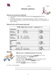 English worksheet: present contious