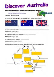 discover australia a webquest esl worksheet by minie
