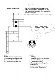Cross Word Puzzle Prefixes and Suffixes