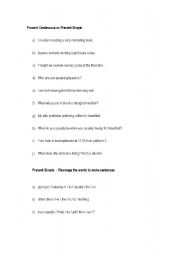 English worksheet: present simple vs present continuous