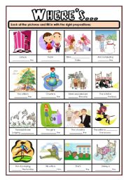 English Worksheet: Prepositions of place (2 pages ws)