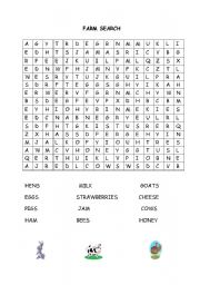 English worksheet: Word Search about Farm